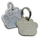 Glitter Paw-print Shape Tag | Glitter Pet Id Tags - Pet-id-tags.co.uk