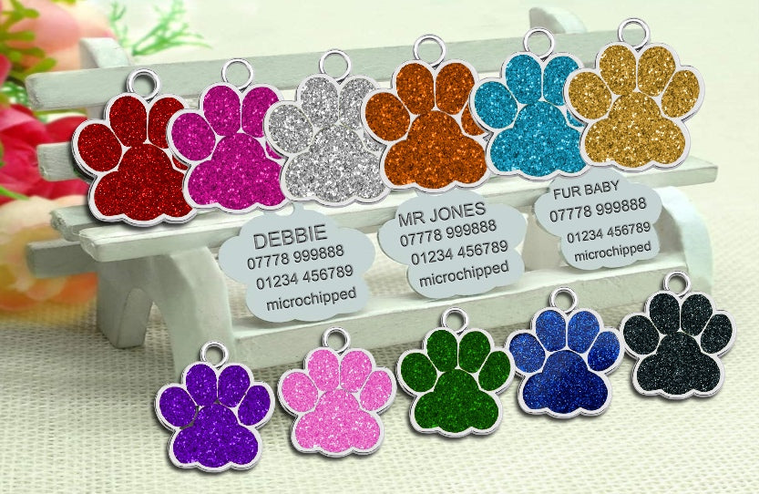 Small Glitter Pet Id Tags