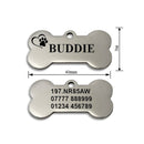 Bone Shaped Pet id tags Stainless Steel - Pet-id-tags.co.uk