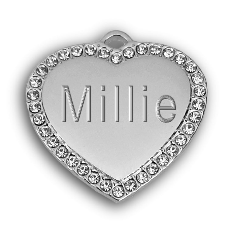 Sparkly Bling Heart Pet id Tag - Pet-id-tags.co.uk