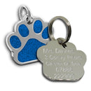 Glitter Paw-print Shape Tag | Glitter Pet Id Tags - Pet-id-tags.co.uk
