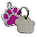 Glitter Paw-print Shape Tag | Glitter Pet Id Tags - Pet-id-tags.co.uk