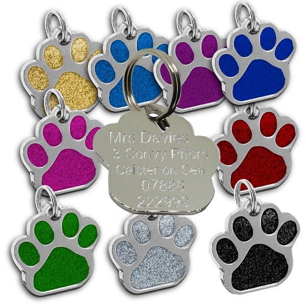 Glitter pet tags store