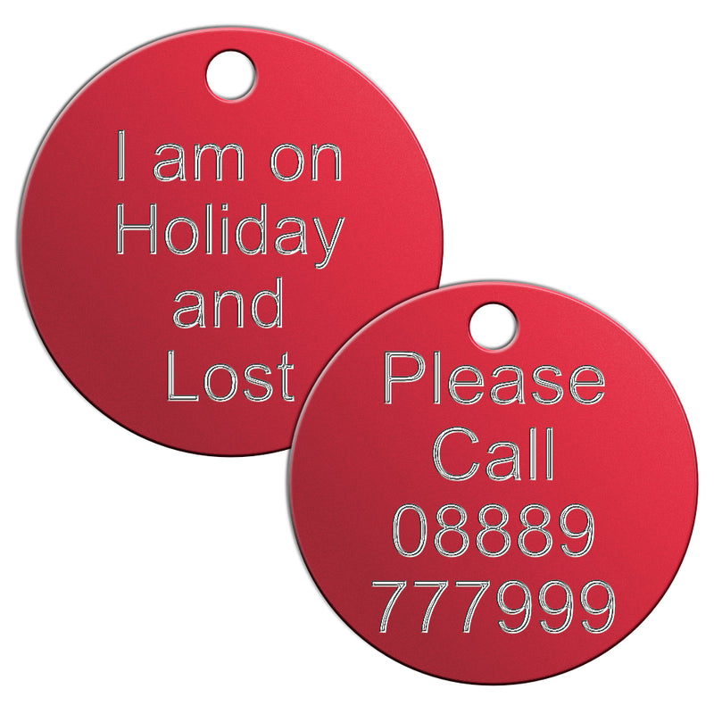 Holiday Pet id Tag Red 32 mm - Pet-id-tags.co.uk