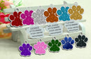 Glitter paw shape pet id tags