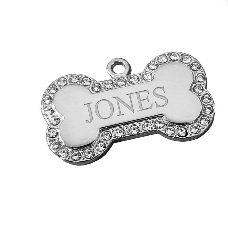 Sparkly Bling Bone Pet id Tag - Pet-id-tags.co.uk