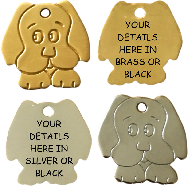 Brass or Nickel Dogface dog id tag - Pet-id-tags.co.uk