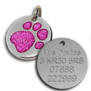 Glitter Pet id Tag 24mm with Paw Design - Pet-id-tags.co.uk
