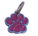 Small Glitter Pawprint Shape Dog id Tag - Pet-id-tags.co.uk
